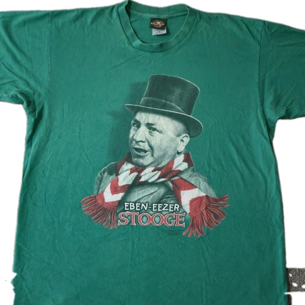 Vintage Three Stooges Shirt XL 90s TV Series Eben Eezer Scrooge Graphic Funny